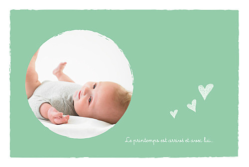 Faire-part de naissance Petits cœurs paysage vert Faire-part de naissance Petits cœurs paysage vert
