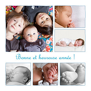 Carte de voeux 6 photos bleu Carte de voeux 6 photos bleu