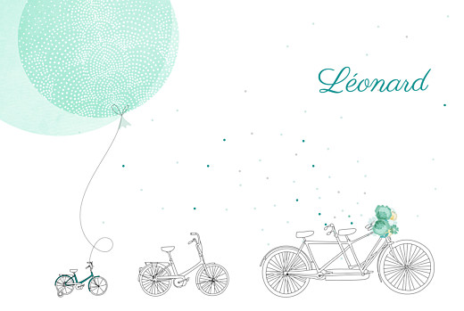 Faire-part de naissance À bicyclette (2 enfants) photos vert Faire-part de naissance À bicyclette (2 enfants) photos vert