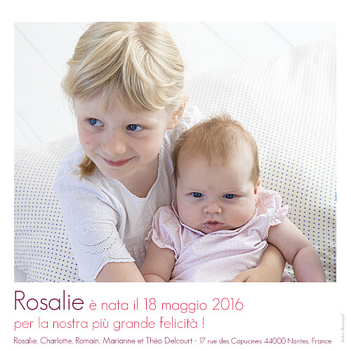 Faire-part de naissance Bilingue simple 2 photos blanc - Verso Faire-part de naissance Bilingue simple 2 photos blanc - Verso
