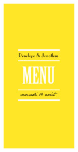 Menu de mariage Un grand oui ! jaune Menu de mariage Un grand oui ! jaune
