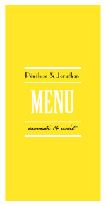 Menu de mariage Un grand oui ! jaune Menu de mariage Un grand oui ! jaune
