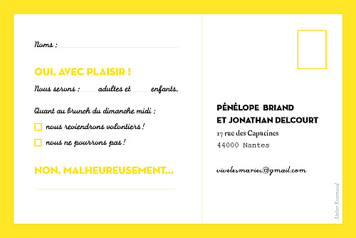 Carton réponse mariage Un grand oui ! jaune - Page 2 Carton réponse mariage Un grand oui ! jaune - Page 2