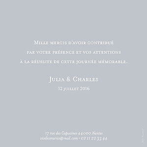 Carte de remerciement mariage Chic (photo) gris Carte de remerciement mariage Chic (photo) gris