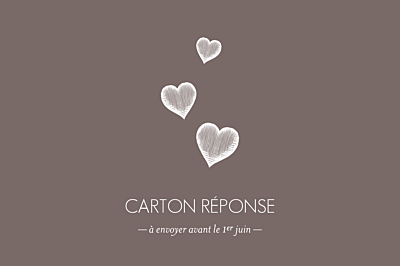 Carton réponse mariage Petits coeurs cappuccino finition Carton réponse mariage Petits coeurs cappuccino finition