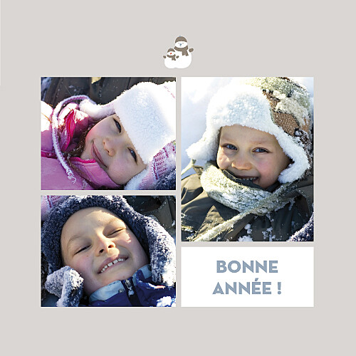Carte de voeux Bonhomme de neige 4 pages beige - Page 1 Carte de voeux Bonhomme de neige 4 pages beige - Page 1