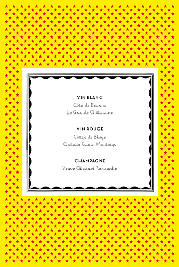 Menu de mariage Festival rouge Menu de mariage Festival rouge