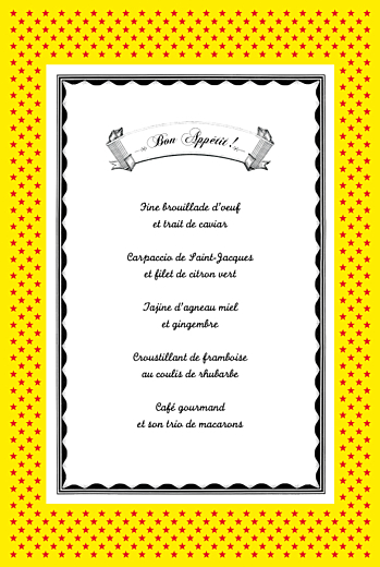 Menu de mariage Festival rouge Menu de mariage Festival rouge