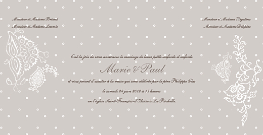 Faire-part de mariage Plumetis taupe gris Faire-part de mariage Plumetis taupe gris