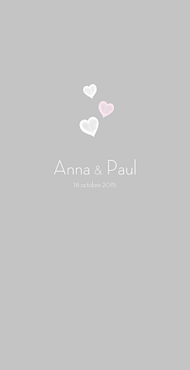 Menu de mariage Coeurs gris clair et rose Menu de mariage Coeurs gris clair et rose