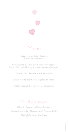 Menu de mariage Coeurs gris clair et rose - Page 2 Menu de mariage Coeurs gris clair et rose - Page 2