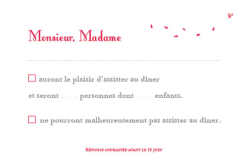 Carton réponse mariage Bouquet rouge Carton réponse mariage Bouquet rouge