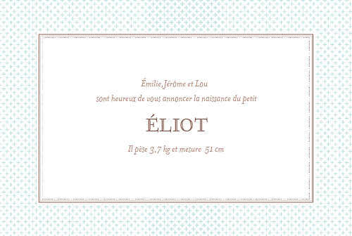 Faire-part de naissance Motif chic écusson paysage turquoise Faire-part de naissance Motif chic écusson paysage turquoise