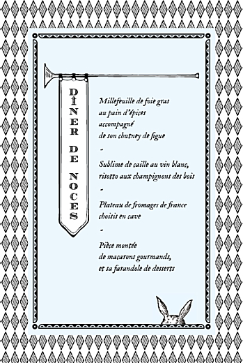 Menu de mariage Au pays des merveilles blanc Menu de mariage Au pays des merveilles blanc