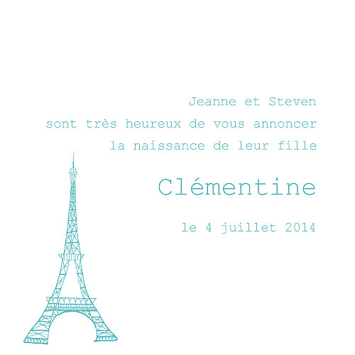 Faire-part de naissance Bilingue tropiques photo turquoise Faire-part de naissance Bilingue tropiques photo turquoise