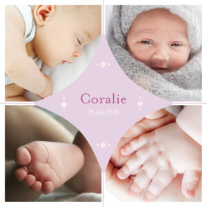 Faire-part de naissance Losange 4 photos parme Faire-part de naissance Losange 4 photos parme