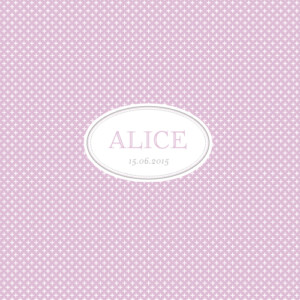 Faire-part de naissance Motif chic écusson parme Faire-part de naissance Motif chic écusson parme