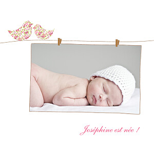 Faire-part de naissance Poétique 3 photos rose Faire-part de naissance Poétique 3 photos rose