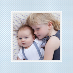 Faire-part de naissance Motif chic 2 photos bleu dragée Faire-part de naissance Motif chic 2 photos bleu dragée