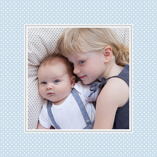 Faire-part de naissance Motif chic 2 photos bleu dragée Faire-part de naissance Motif chic 2 photos bleu dragée