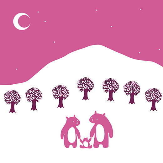 Faire-part de naissance Ours en famille rv violet Faire-part de naissance Ours en famille rv violet