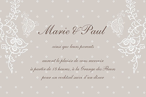 Carton d'invitation mariage Plumetis taupe gris Carton d'invitation mariage Plumetis taupe gris
