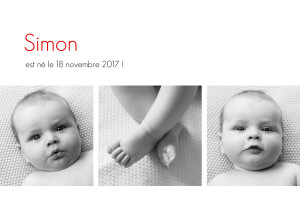 Faire-part de naissance Contemporain 4 photos blanc Faire-part de naissance Contemporain 4 photos blanc