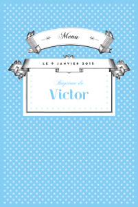 Menu de baptême Festival bleu Menu de baptême Festival bleu