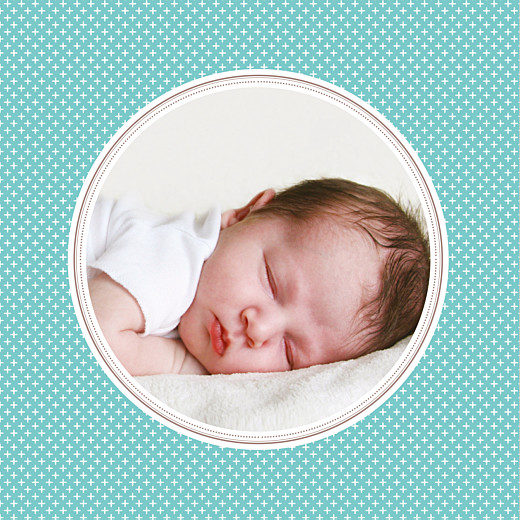 Faire-part de naissance Motif chic médaillon turquoise Faire-part de naissance Motif chic médaillon turquoise