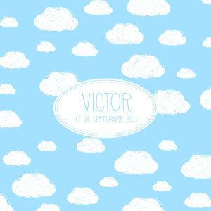 Faire-part de naissance Petits nuages écusson bleu Faire-part de naissance Petits nuages écusson bleu