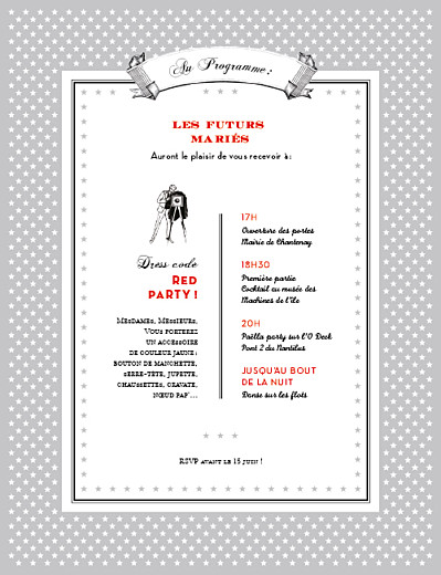 Faire-part de mariage Festival 4 pages gris Faire-part de mariage Festival 4 pages gris