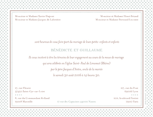 Faire-part de mariage Motif chic vert de gris - Page 2 Faire-part de mariage Motif chic vert de gris - Page 2
