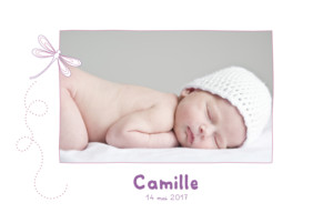 Faire-part de naissance Libellule paysage prune Faire-part de naissance Libellule paysage prune