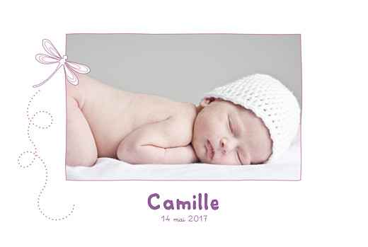 Faire-part de naissance Libellule paysage prune Faire-part de naissance Libellule paysage prune