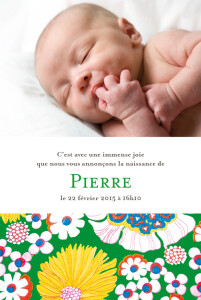 Faire-part de naissance Tissu floral vert Faire-part de naissance Tissu floral vert