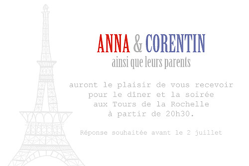 Carton d'invitation mariage Paris bleu gris rouge Carton d'invitation mariage Paris bleu gris rouge