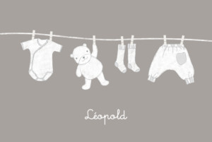 Faire-part de naissance Linge peluche garçon photos taupe Faire-part de naissance Linge peluche garçon photos taupe