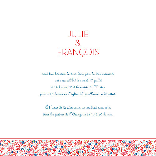 Faire-part de mariage Simplement liberty rouge Faire-part de mariage Simplement liberty rouge