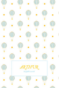 Faire-part de naissance Montgolfière (4 pages) jaune bleu Faire-part de naissance Montgolfière (4 pages) jaune bleu
