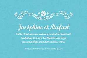 Carton d'invitation mariage Papel picado turquoise Carton d'invitation mariage Papel picado turquoise