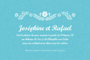 Carton d'invitation mariage Papel Picado turquoise