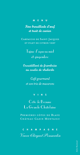 Menu de mariage Le plus beau jour céladon Menu de mariage Le plus beau jour céladon