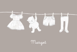 Faire-part de naissance Linge peluche fille photos taupe Faire-part de naissance Linge peluche fille photos taupe