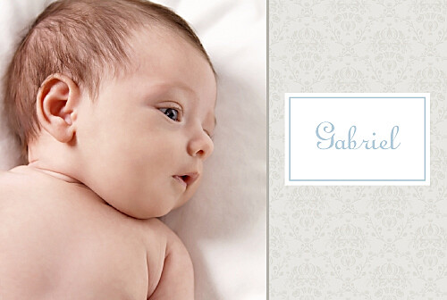 Faire-part de naissance Bilingue florale paysage bleu Faire-part de naissance Bilingue florale paysage bleu