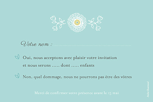 Carton réponse mariage Champetre multicolore Carton réponse mariage Champetre multicolore