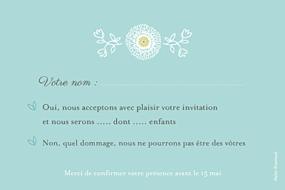 Carton réponse mariage Champetre multicolore finition Carton réponse mariage Champetre multicolore finition