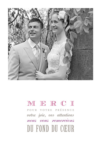 Carte de remerciement mariage Le plus beau jour blanc Carte de remerciement mariage Le plus beau jour blanc