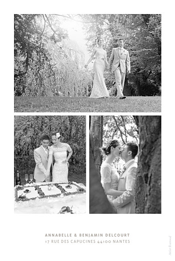 Carte de remerciement mariage Le plus beau jour blanc Carte de remerciement mariage Le plus beau jour blanc