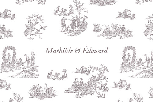 Carton d'invitation mariage Toile de jouy taupe Carton d'invitation mariage Toile de jouy taupe