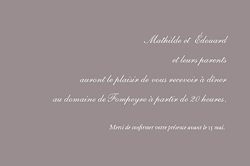 Carton d'invitation mariage Toile de jouy taupe Carton d'invitation mariage Toile de jouy taupe